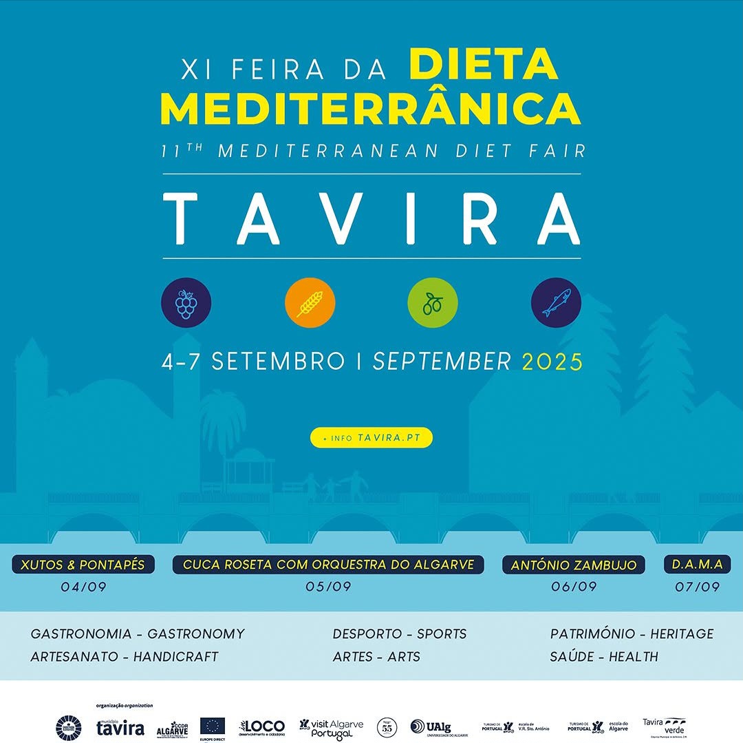 🍋🌿 Mediterranean Diet Fair 🐟🌾 The Mediterranean Diet Fair in Tavira is an event that celebrates this lifestyle, recognized by UNESCO as Intangible Cultural Heritage of Humanity. The event is a true festival of flavors and knowledge, highlighting local gastronomy, fresh produce, traditional crafts, and Mediterranean culture. It's an opportunity to sample the best of Algarve cuisine and deepen your understanding of the benefits of this diet.