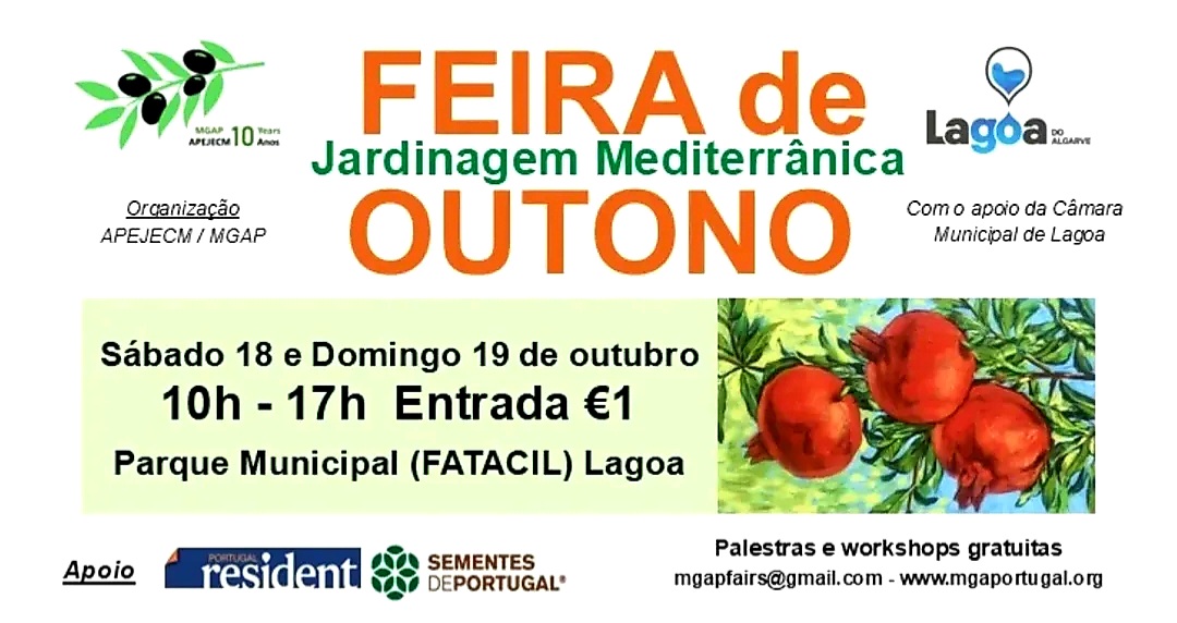 🌿 Feira de Jardinagem Mediterrânica 🪴 Prepare-se para o maior evento dedicado à flora e paisagismo da região!  Categoria	Detalhes 📅 Datas	18 e 19 de Outubro (Sábado e Domingo) ⏰ Horário	Das 10:00h às 17:00h 📍 Local	Parque Municipal de Feiras e Exposições de Lagoa (FATACIL) 💡 Foco	Plantas, Paisagismo e Soluções de Jardim Mediterrânico