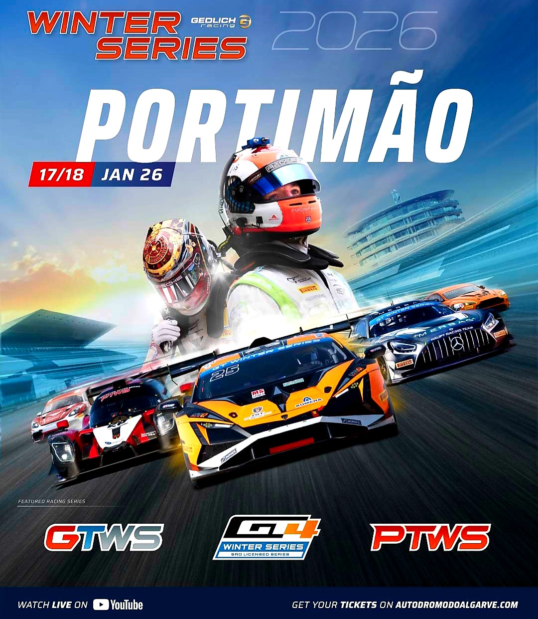 The 2026 winter racing series in Portimão will take place from January 15th to 18th and again from February 5th to 8th. The events will include the GT Winter Series, GT4 Winter Series, and Prototype Winter Series motorsport categories.