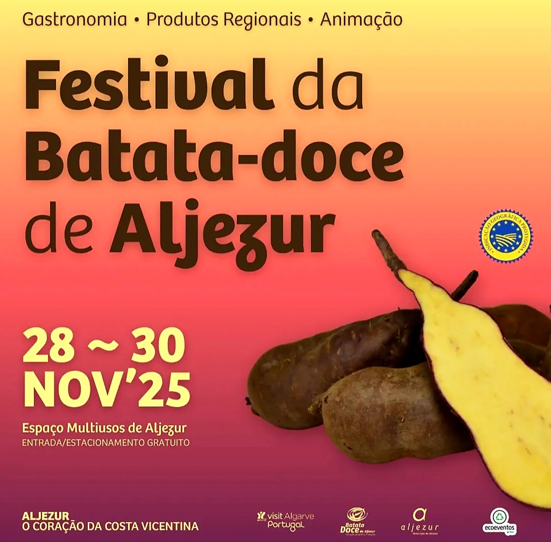 🍠 Dates: From November 28th to 30th, 2025 📍 Location: Aljezur Multi-Purpose Venue (Espaço Multiusos de Aljezur) 💰 Admission: Free  It is one of the most delicious and anticipated moments of the year, celebrating the tradition and the unique flavour of the Lira Sweet Potato (Batata-Doce Lira), a symbol of the municipality.