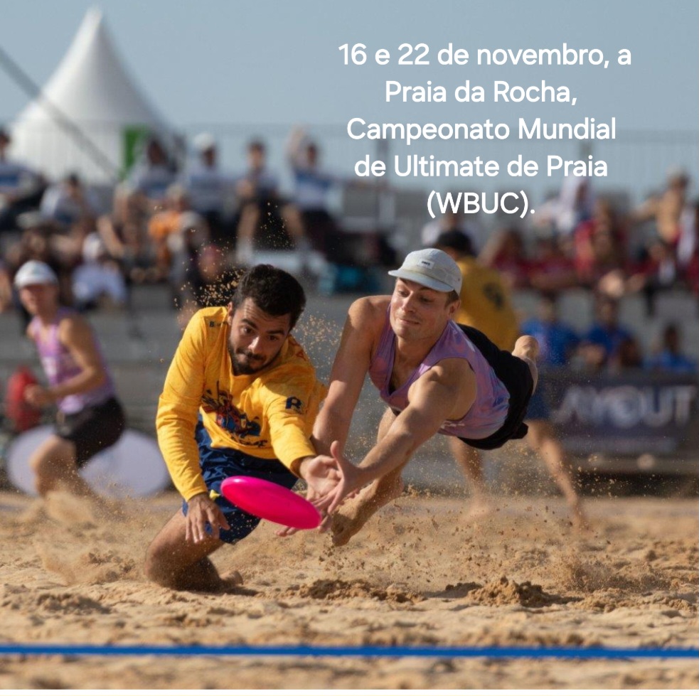 Between November 16th and 22nd, Praia da Rocha will host the World Beach Ultimate Championship (WBUC), which will bring together in Portimão around 2300 athletes from 38 countries, distributed across 10 divisions.