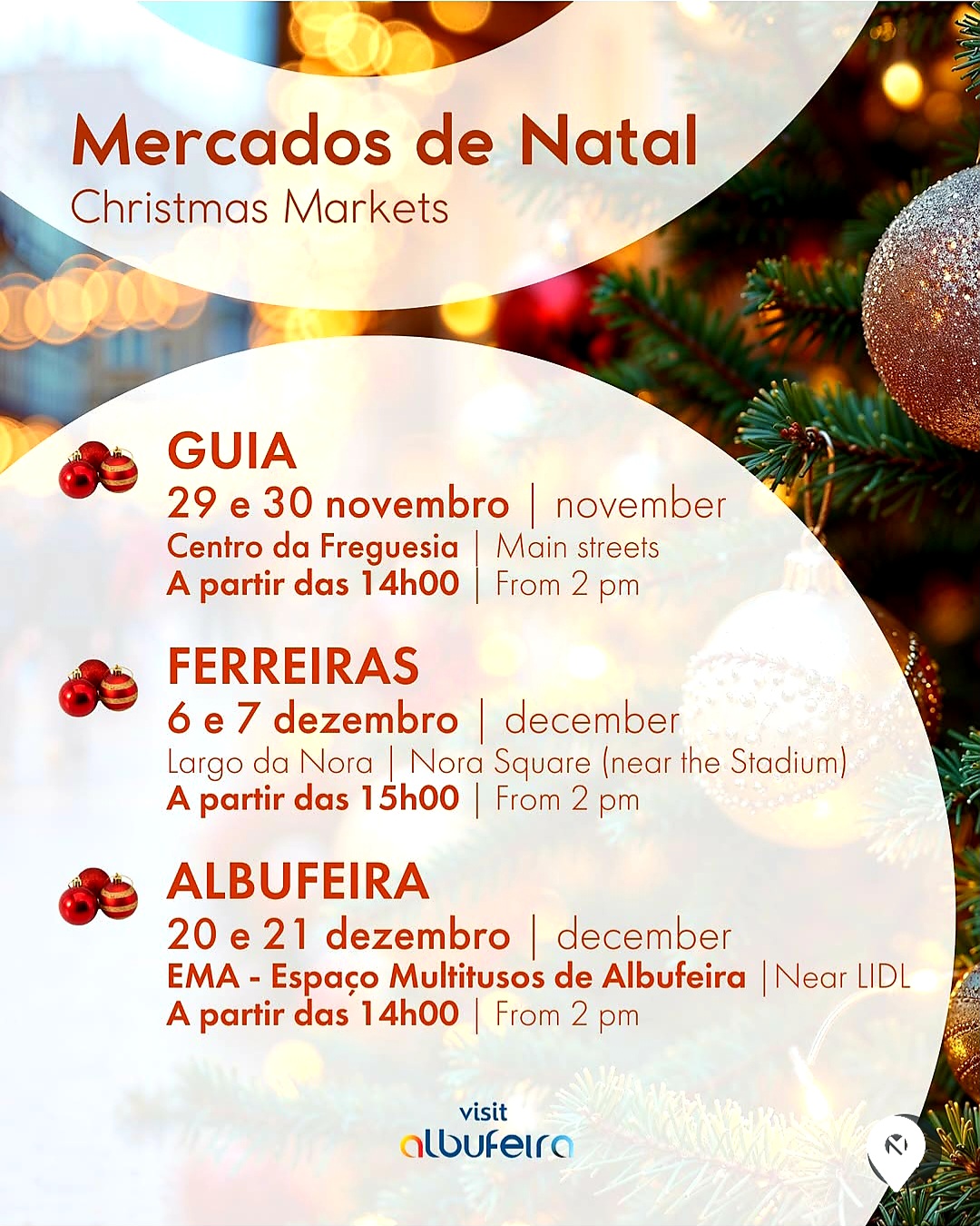 Guia Albufeira - Presépio de Rua: Exposições com cerca de 30 figuras da escultora Toin Adams, visitável de 28 de novembro de 2025 a 6 de janeiro de 2026.