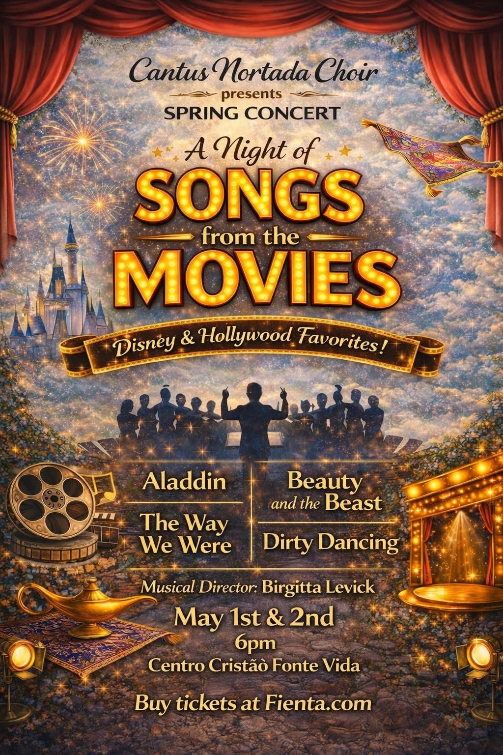 🎥 Gosta de bandas sonoras de filmes? Junte-se ao coro Cantus Nortada para uma atuação deslumbrante de "Favoritos da Disney e de Hollywood!"  🗓️ 1 e 2 de maio | 18:00 📍 Centro Cristão Fonte Vida 🎟️ Compre os seus bilhetes em Fienta.com  Venha ouvir os sucessos de A Bela e o Monstro, The Way We Were e muito mais. Esperamos por si! 🎶